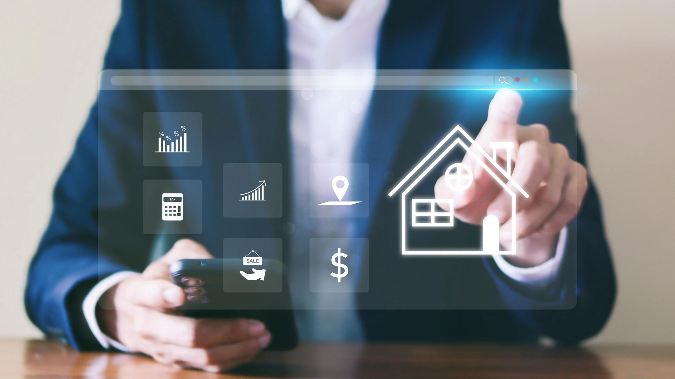 Person using digital interface for real estate marketing insights